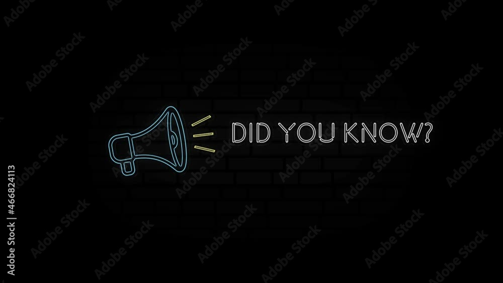 Aufkleber glowing neon line megaphone icon with text did you know isolated on black background. 4k video motio