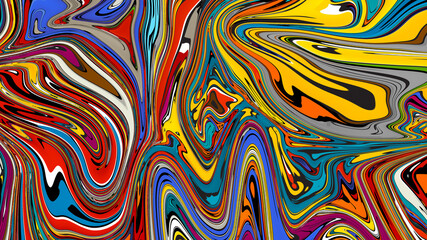 High Resolution Colorful fluid painting with marbling texture, 3D Rendering.