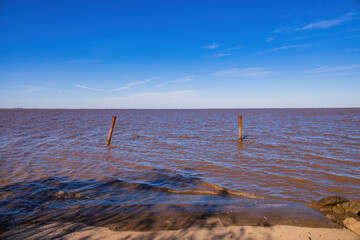 Sunny view of the shore in Great Salt Plains Lake