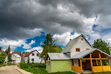 Fototapeta na wymiar Typical residential houses of Zabjlak,northwest Montenegro