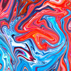 Blue and Orange abstract liquid marble texture, fluid art. Very nice abstract colorful design swirl background Video. 3D Rendering, 4K.