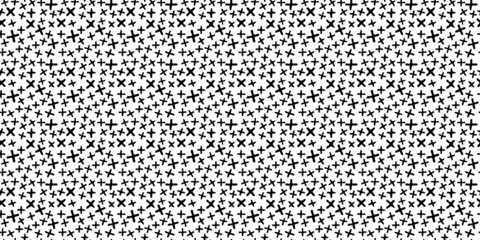 Seamless pattern. Crosses in a chaotic mess, hand drawn. 
