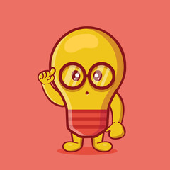genius bulb lamp mascot isolated cartoon in flat style