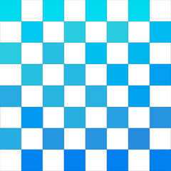 Blue and white chess board. Hand drawn. Gradient effect. Abstract art. Design element. Vector illustration. Stock image.