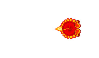 Illustration of Diwali oil lamp(diya) in red and orange color with flame for Diwali celebration (festival of lights)