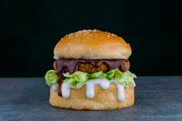 Hamburger on a plate