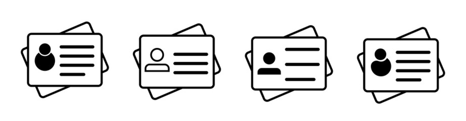 ID Card icon set, driver's license Identification card symbol, Editable stroke. vector illustration - obrazy, fototapety, plakaty