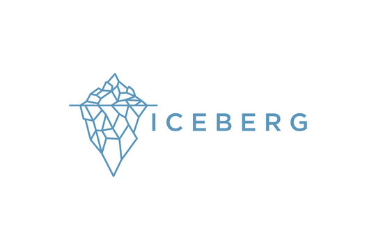 Floating Ice Mountain or Iceberg logo design with simple line art style