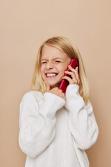 happy cute girl communication smartphone entertainment cropped view