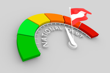 National debt measuring device and flag of Austria