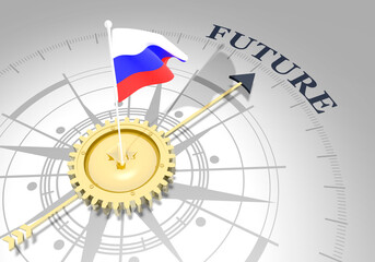 Global business concept. Waved flag of Russia