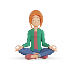 3d render female character doing yoga pose