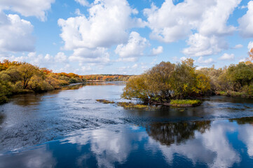 Autumn landscape: the Kiya River near the village of Pereyaslavka, Khabarovsk Territory of Russia