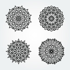 Collections Circular pattern in the form of a mandala for Henna, Mehndi, tattoos, decorations. Decorative decoration in ethnic oriental style. Coloring book page.