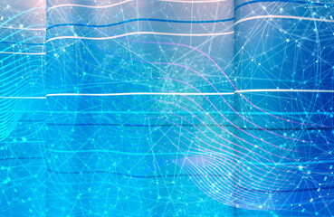 Geometry abstract background with stripes on waved surface