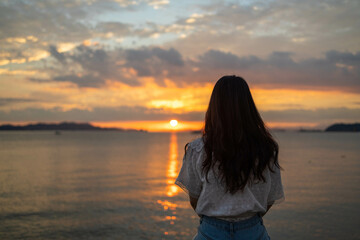 woman at sunset