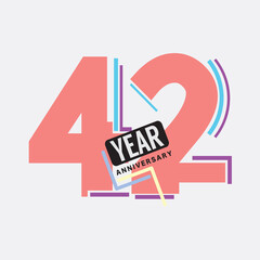 42th Years Anniversary Logo Birthday Celebration Abstract Design Vector Illustration.