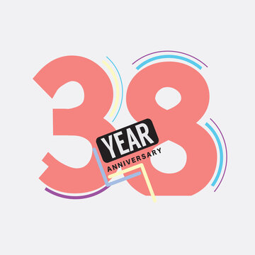 38th Years Anniversary Logo Birthday Celebration Abstract Design Vector Illustration.