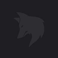 Wolf logo inspiration. Silhouette wolf head isolated on dark background.