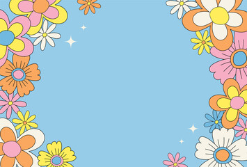 vector background with retro flowers for social media posts, banner, card design, etc. - obrazy, fototapety, plakaty