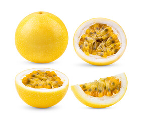 Yellow passion fruit isolated on white