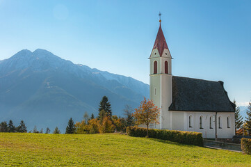 Fototapeta na wymiar View of a church in Austrian Tirol