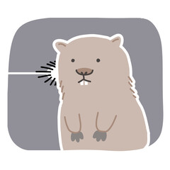 ウォンバット　何かに気づく様子のベクターイラスト
