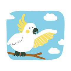 かわいいオウムのベクターイラスト　キバタン