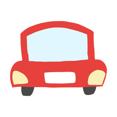 赤い車の正面　シンプルイラスト
