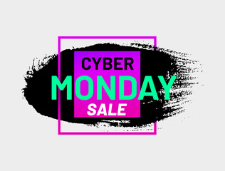 Cyber Monday sale promotional web banner template design. Special advertisement offer grunge texture background. Online store, shop promotional poster, banner vector illustration