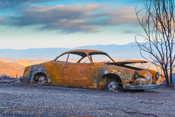 Burnt Car Post Woolsey Fire,  Los Angeles California Wildfire
