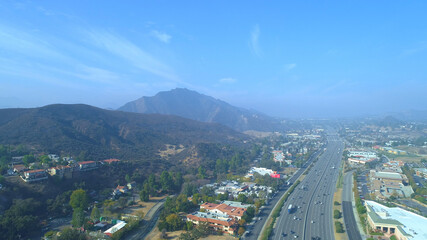 Moving Highway 101 Freeway Agoura Hills Aerial Highway California 
