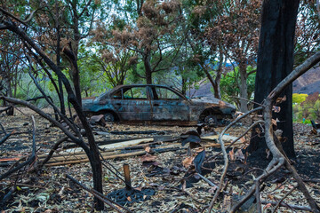 Burnt Car Post Woolsey Fire,  Los Angeles California Wildfire
