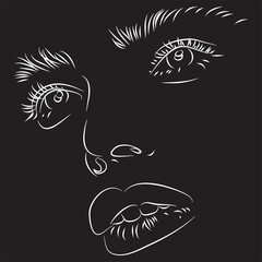 Woman face line art vector illustration