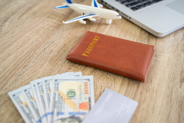 Woman booking tickets online. searching buying booking flights ticket airlines or hotel Travel and tourism agency concept