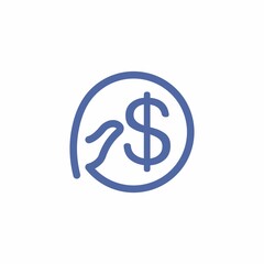 Coin in hand. Vector linear icon isolated on white background.