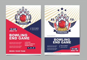 bowling tournament event poster and bowling logo