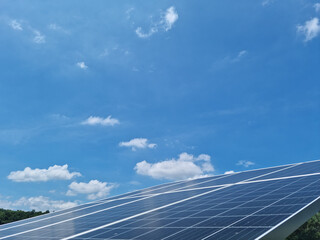 Solar panel with blue sky background