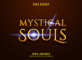 fantasy golden luxury mystical souls with blue flare icon text effect - obrazy, fototapety, plakaty