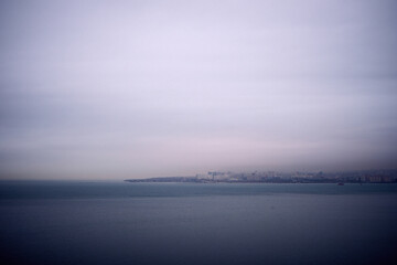Fototapeta premium The image of the sea bay in the fog weather.