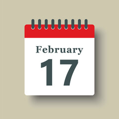 Fototapeta premium Icon day date 17 February, template calendar page
