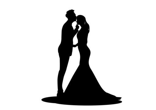graphics image silhouette Bride And Groom Couple Wedding Dress vector illustration