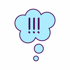 Exclamation mark in bubble. Icon of attention and alert. Exclamation point for warning of important.