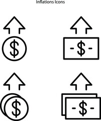 inflation icons isolated on white background. inflation icon thin line outline linear inflation symbol for logo, web, app, UI. inflation icon simple sign.