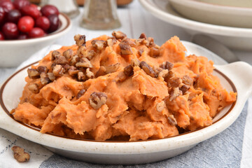 Mashed sweet potatoes with pecans