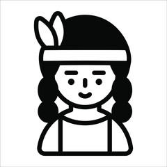 native American vector black filled outline icon. Modern thin line symbols. Collection of traditional elements.
