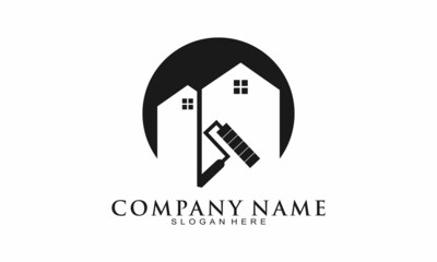 Simple home paint icon logo