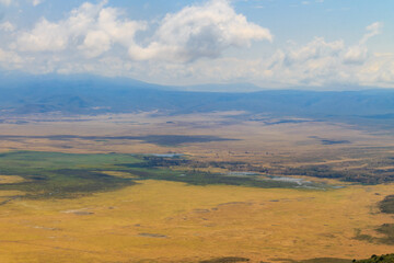Fototapeta premium Aerial view of Ngorongoro crater national park in Tanzania