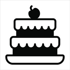 cake vector black filled outline icon. Modern thin line symbols. Collection of traditional elements.