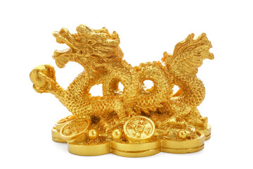 Figurine of Chinese dragon on white background